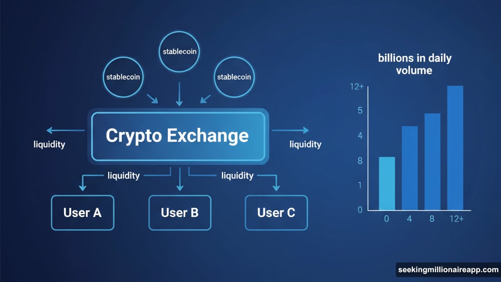 Exchanges need substantial stablecoin reserves to facilitate trades and liquidity