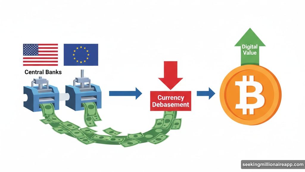 Sustained global debasement pushes investors toward hard assets like Bitcoin