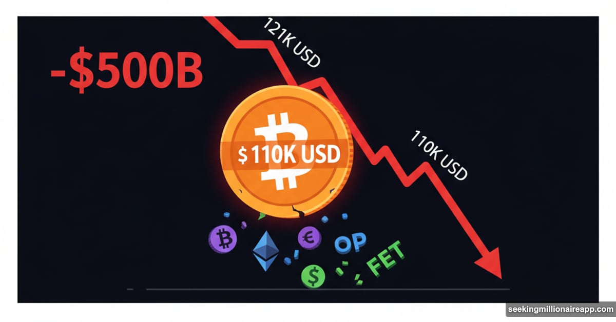Bitcoin precariously balanced at $110K amid $500 billion crypto market crash