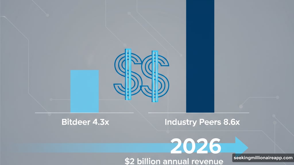 Valuation gap between Bitdeer and industry peer revenue multiples