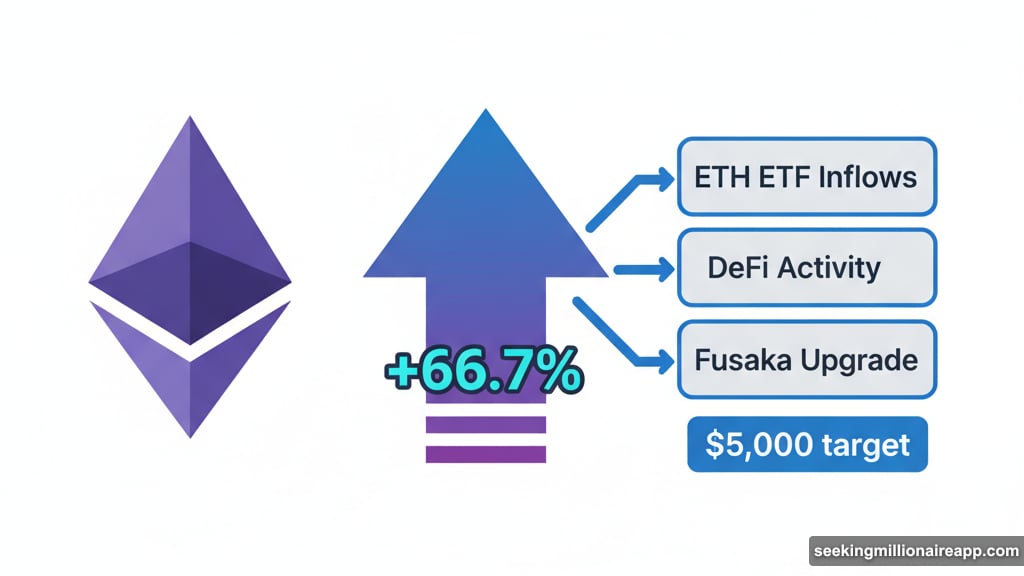 Ethereum surged sixty-six percent on technical upgrades and ETF inflows