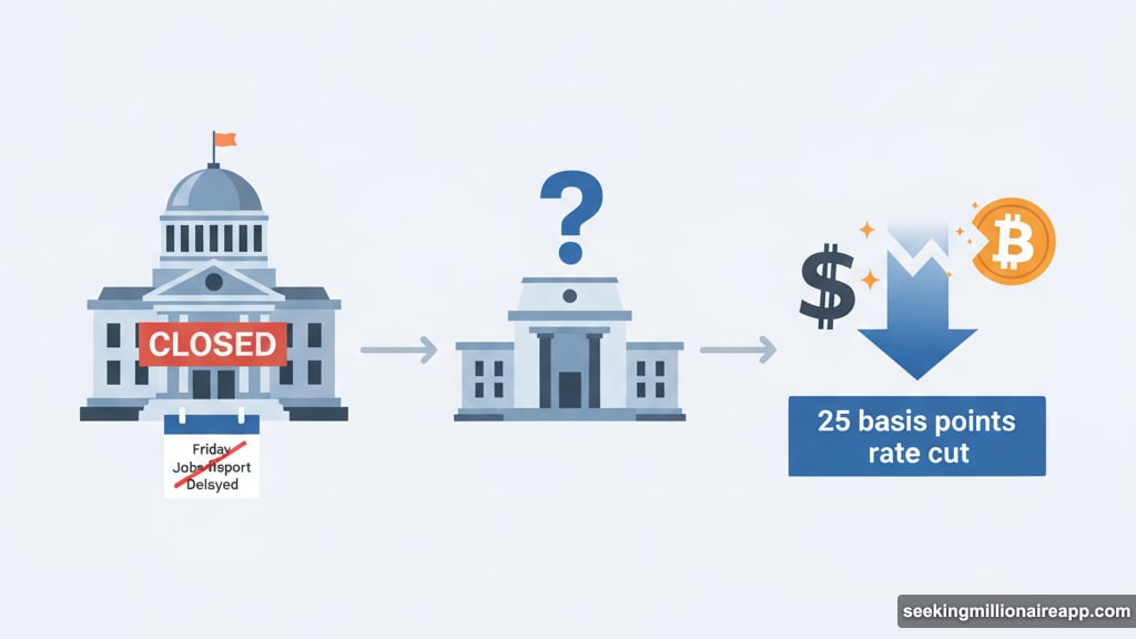 Shutdown delays jobs data forcing Fed to cut rates supporting Bitcoin