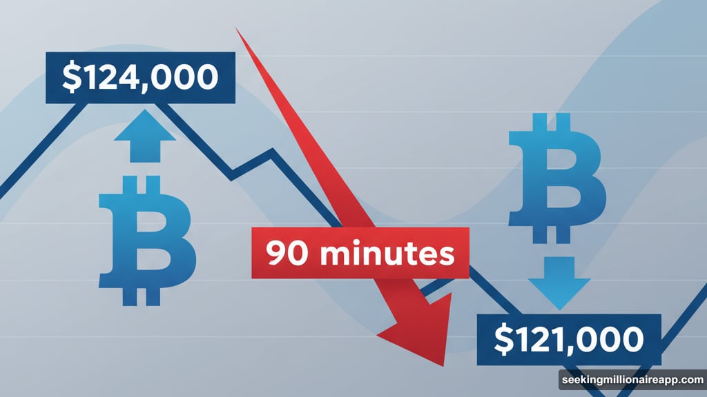 Bitcoin dropped from $124,000 to below $121,000 within ninety minutes