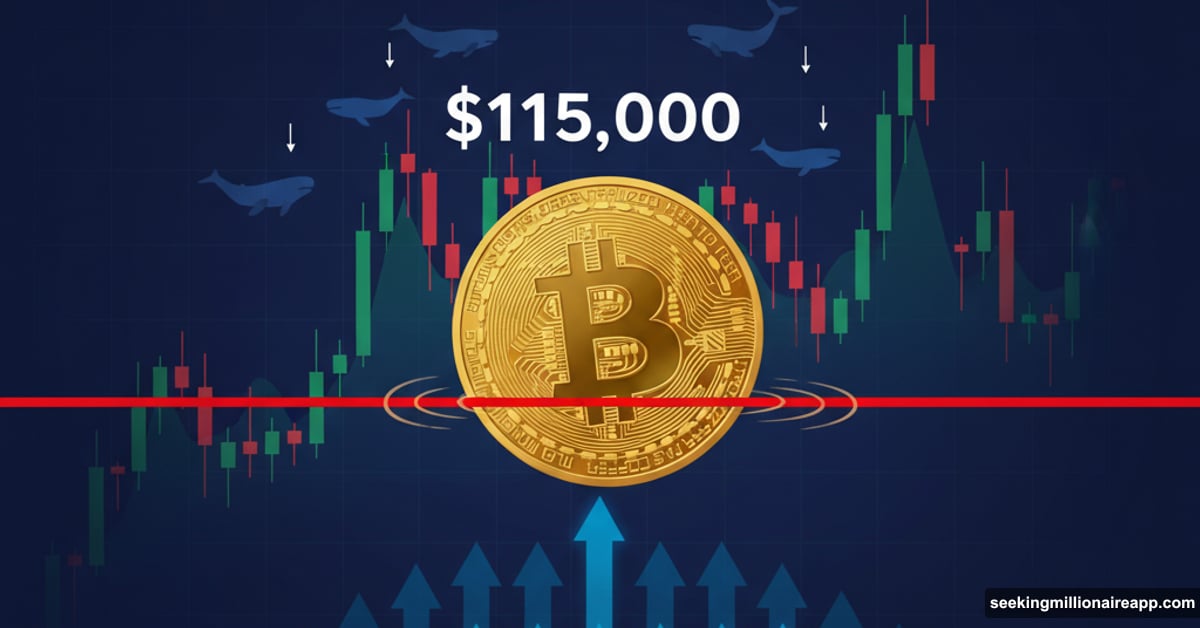Bitcoin coin hitting resistance at $115K price level barrier
