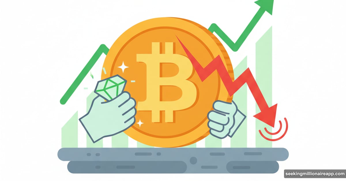 Bitcoin standing firm with diamond hands holding strong during price drop
