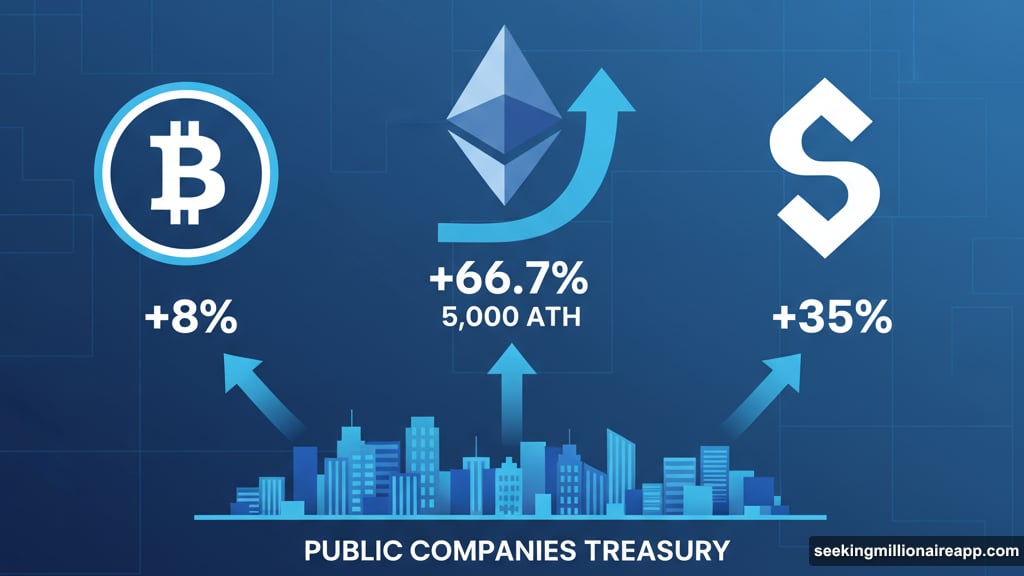 Ethereum surged sixty-six percent hitting new all-time high near five thousand