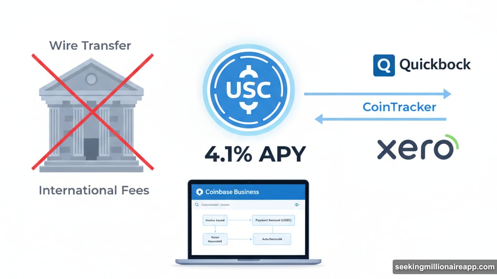 Coinbase Business platform handles USDC payments with accounting integrations