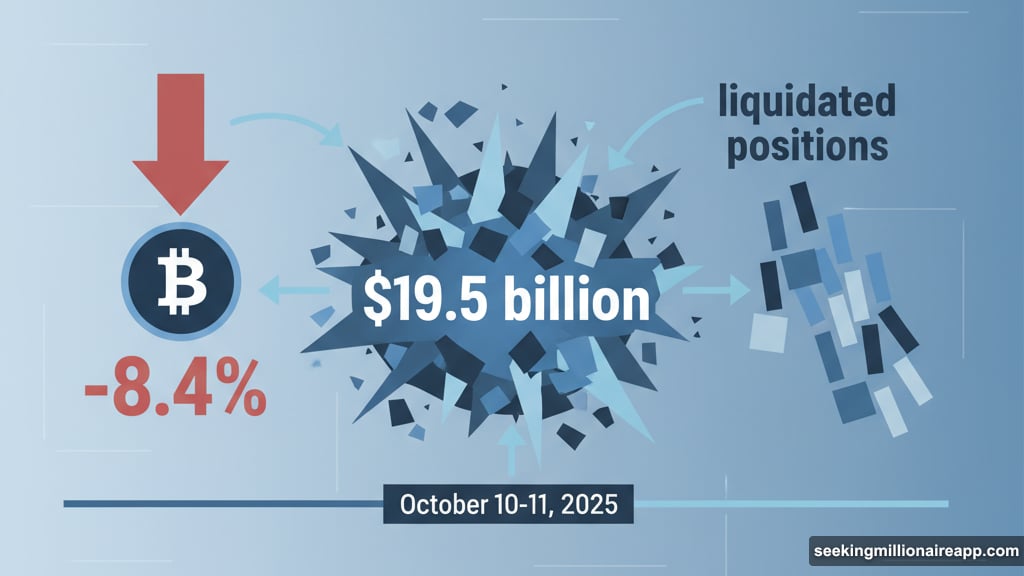 Bitcoin dropped 8.4% with $19.5 billion in liquidations