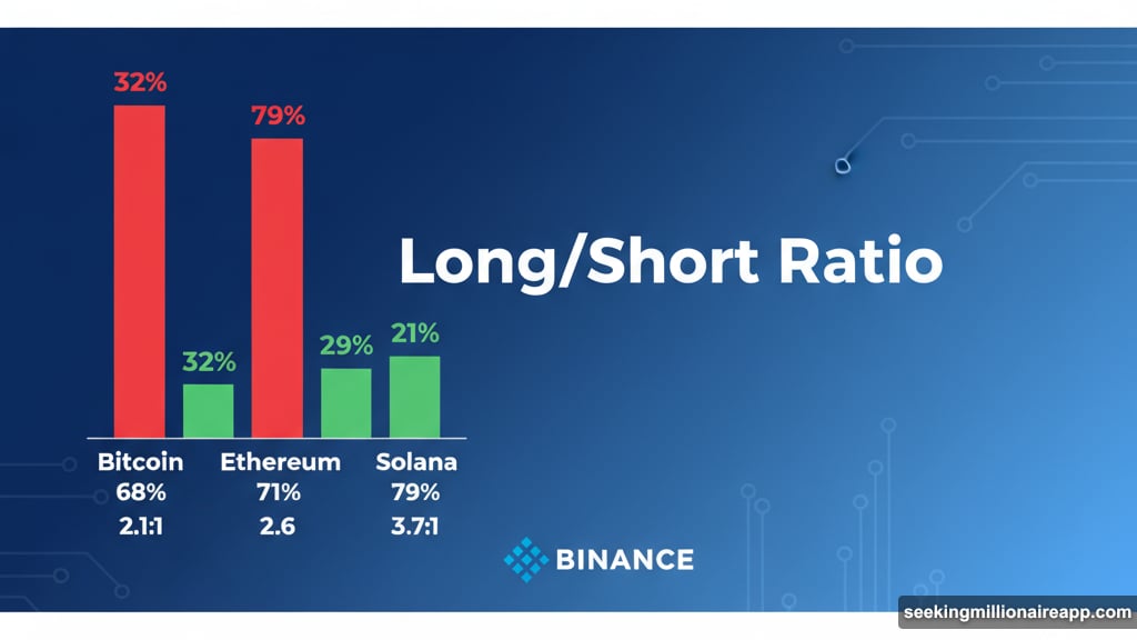 Retail traders holding 68% to 79% long positions across major cryptocurrencies