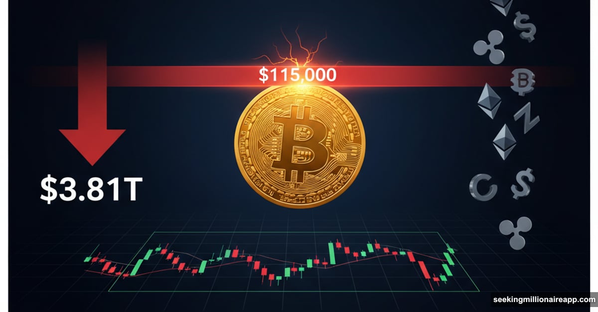 Bitcoin struggling against $115K resistance as crypto market dips