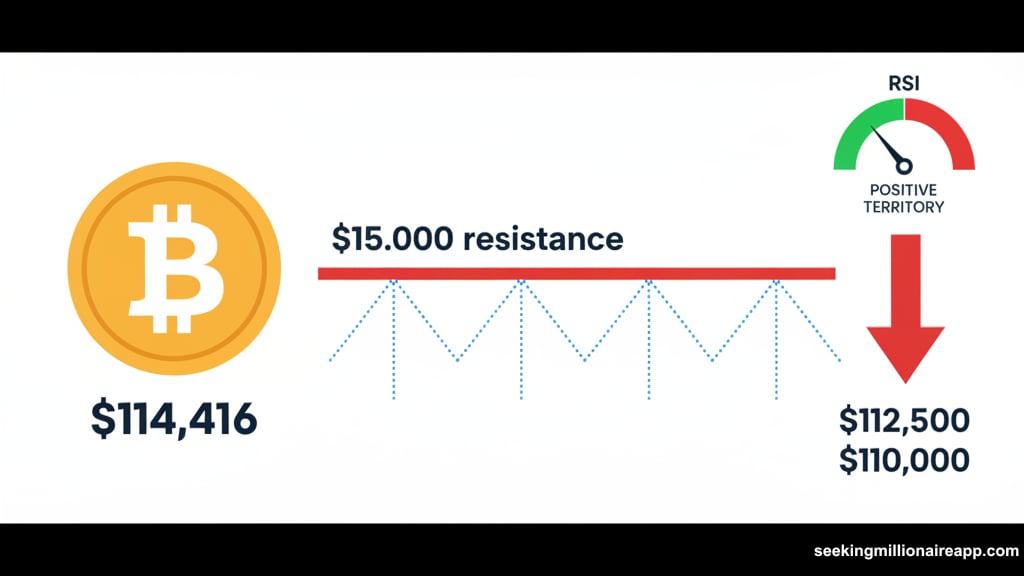Bitcoin tests $115,000 resistance with RSI showing bullish momentum