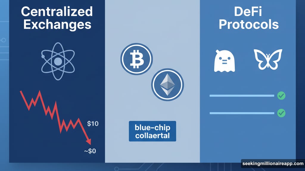 DeFi protocols held up better accepting blue-chip collateral like BTC