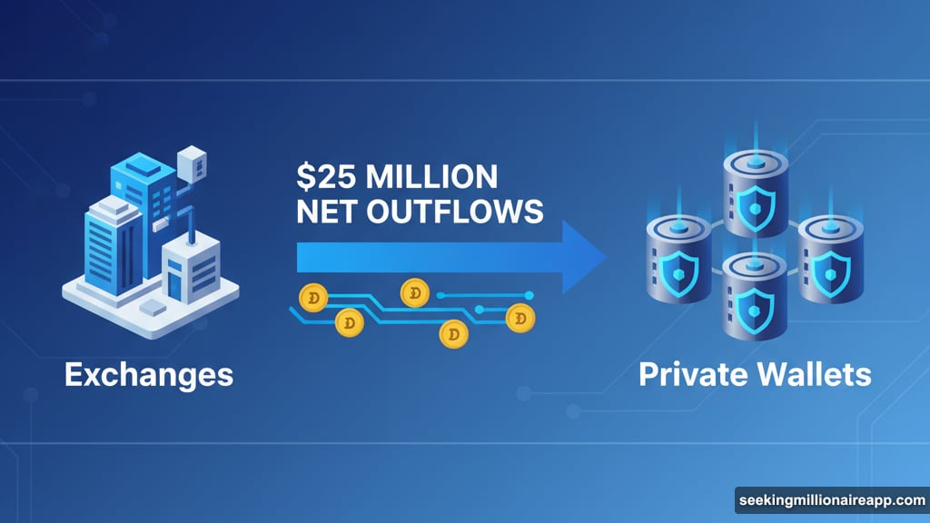 Exchanges saw 25 million dollars in net outflows signaling conviction