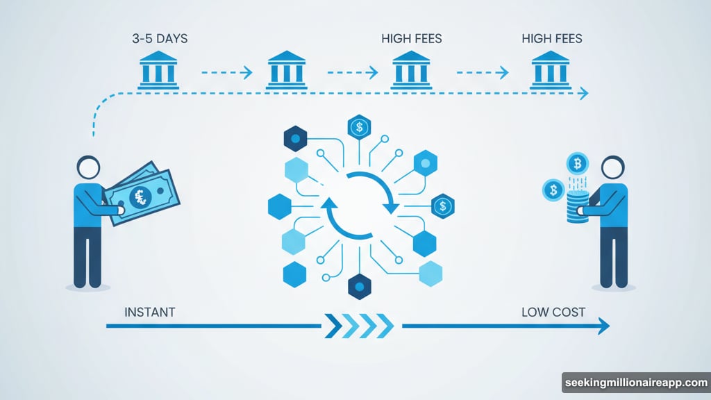 Peer-to-peer value transfer on blockchain networks removes transaction friction