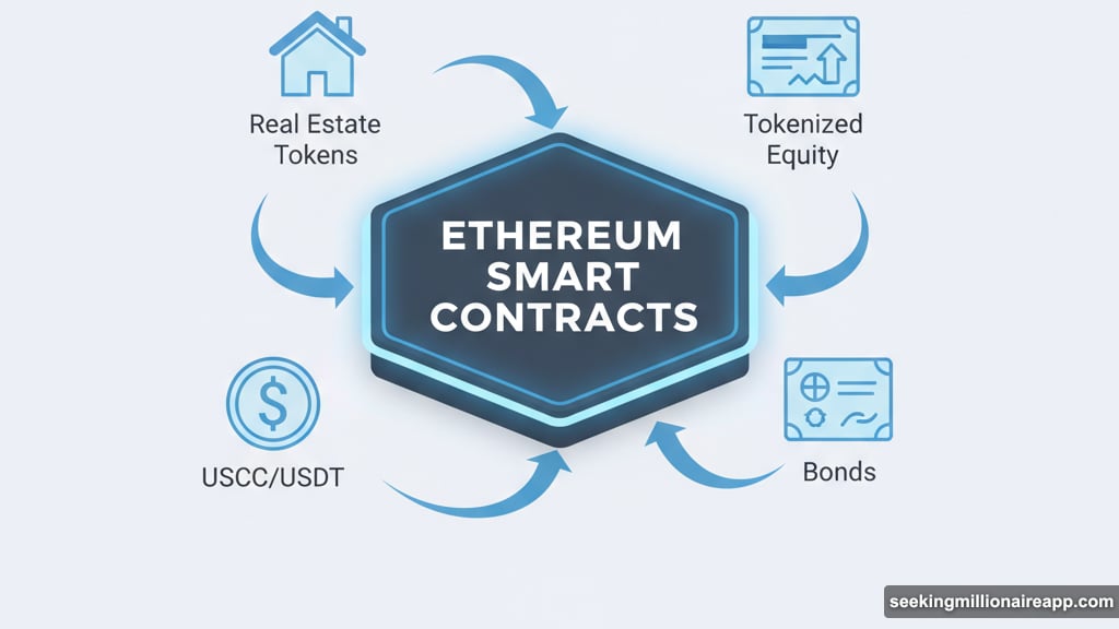 Tokenization of stocks real estate bonds on Ethereum blockchain