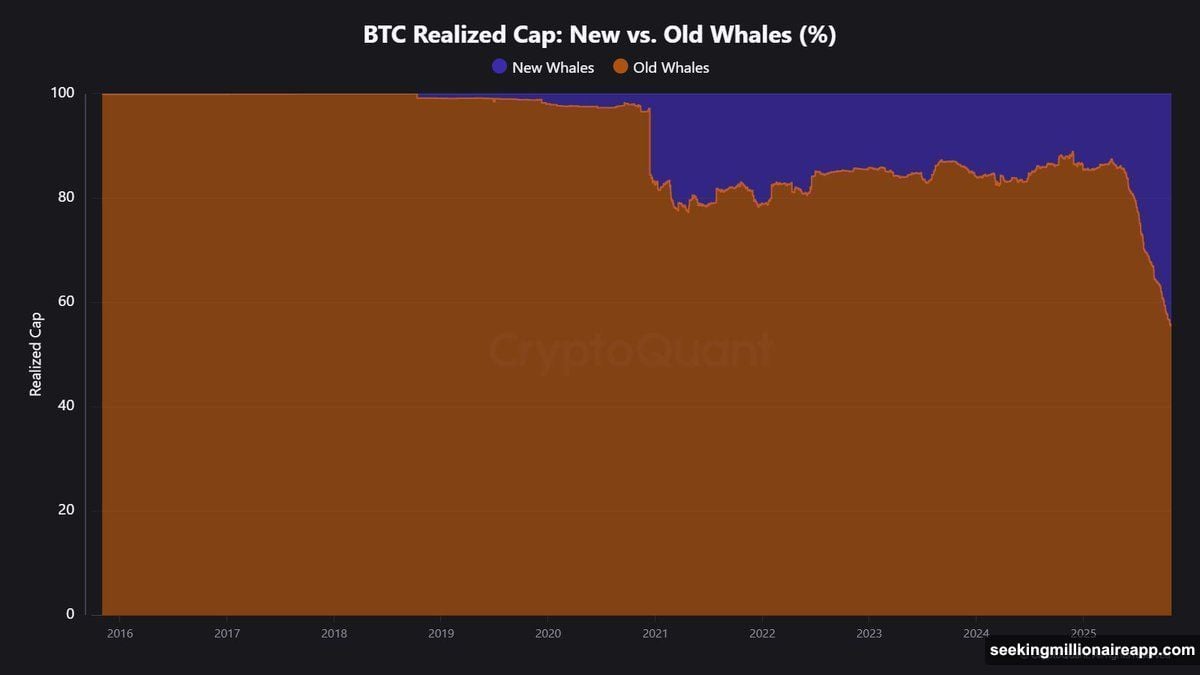 New whales control 45% of total Whale Realized Cap