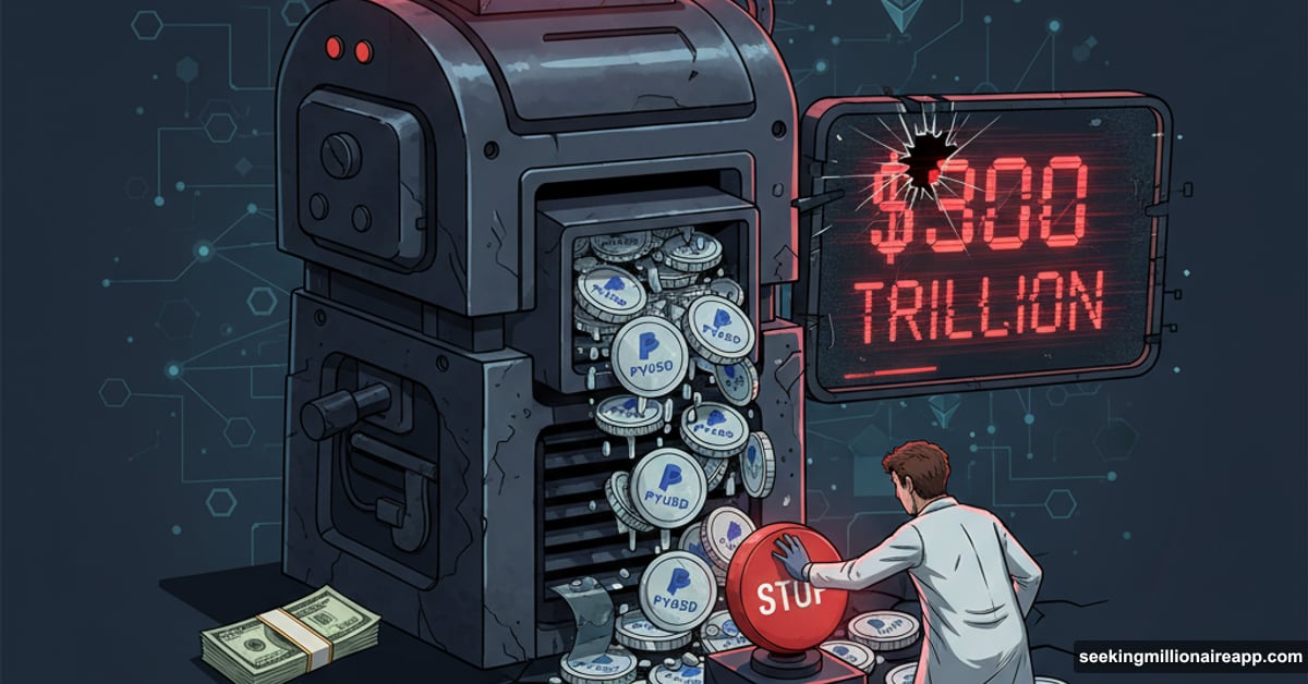 Money printer malfunction spewing PayPal stablecoin tokens showing $300 trillion error