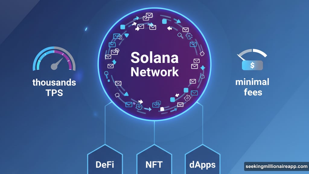 Solana processes thousands of transactions per second with minimal fees