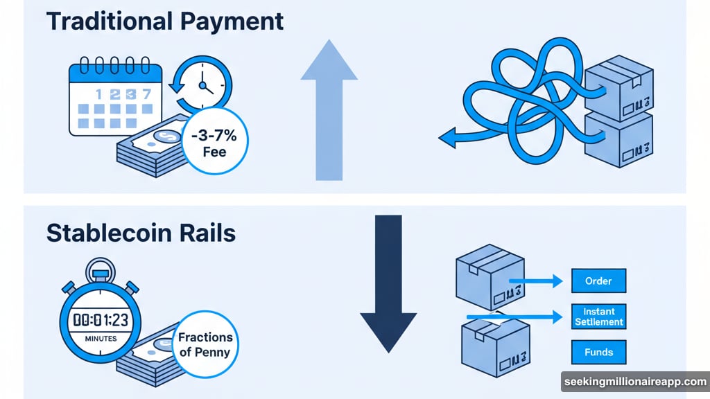 Real-time settlement in minutes versus three to seven business days