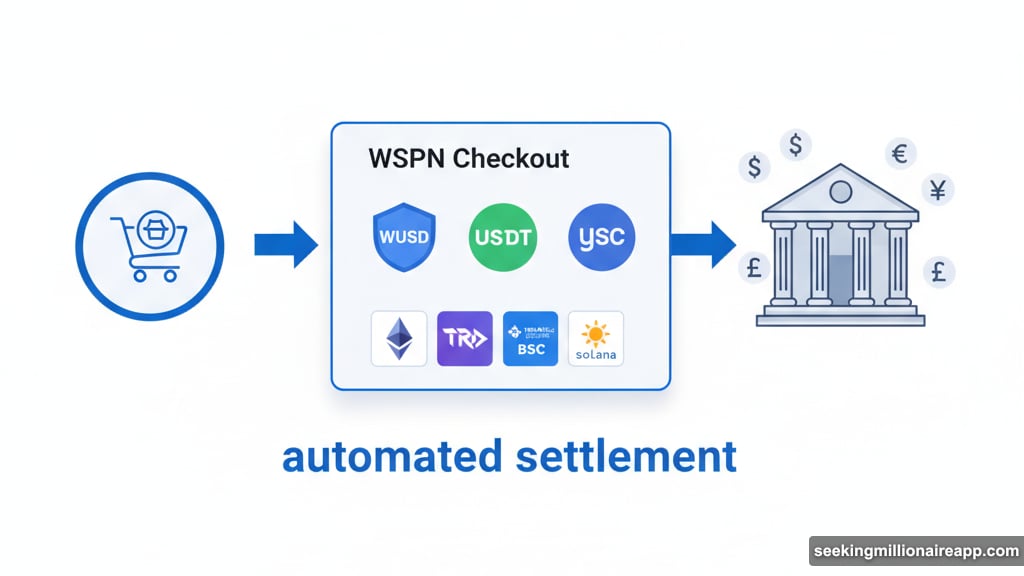 WSPN Checkout accepts WUSD USDT USDC across multiple blockchain networks