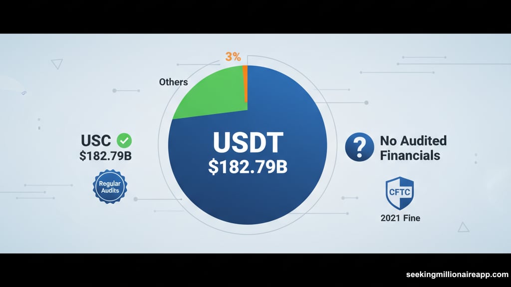 Tether dominates stablecoin market but lacks transparency competitors like Circle provide