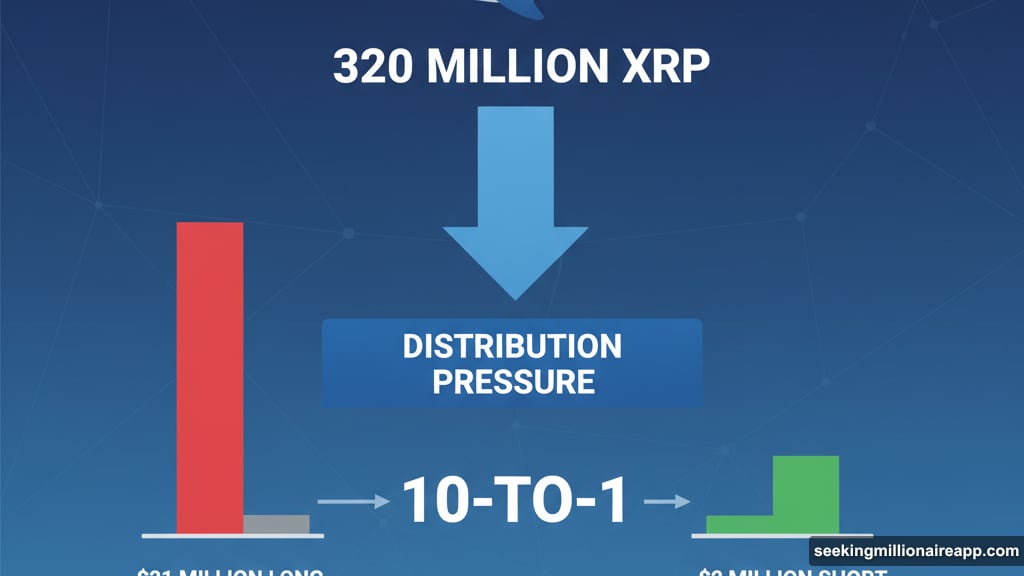 Whales moved 320 million XRP tokens to exchange wallets creating selling pressure