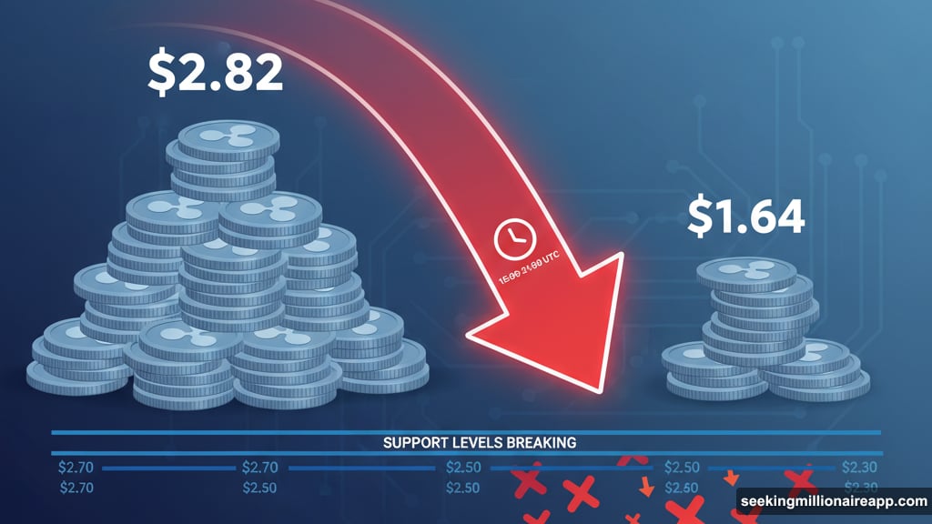 XRP plunged from $2.82 to $1.64 in hours with cascading liquidations