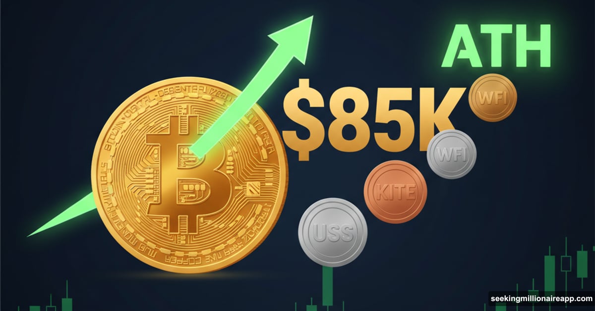 Bitcoin surpassing $85K leading three altcoins toward all-time highs