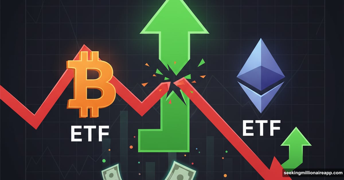 Bitcoin and Ethereum ETFs breaking six-day losing streak upward