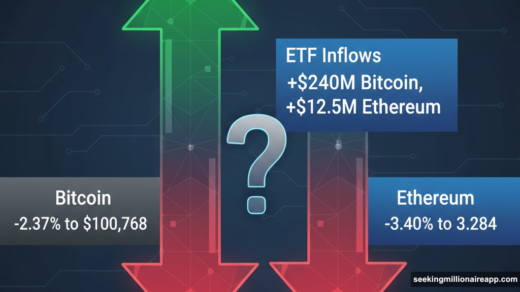 Cryptocurrency prices fall despite ETF inflows returning to market
