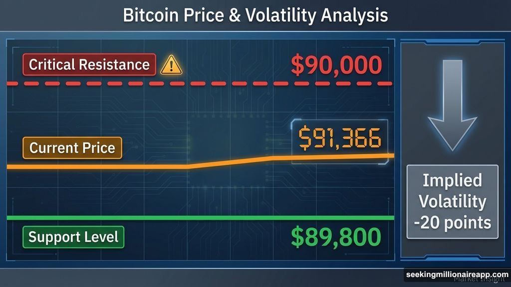 Bitcoin trades above support facing critical resistance at $90,000