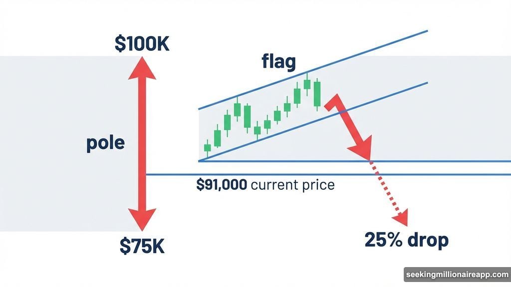Bear flag pattern shows pole and flag continuation setup