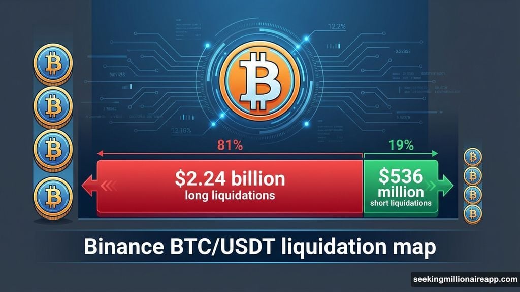 Binance liquidation map shows longs carry four times more risk