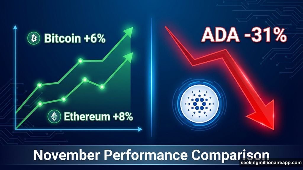 Bitcoin and Ethereum recovered while ADA crashed over 31% in November