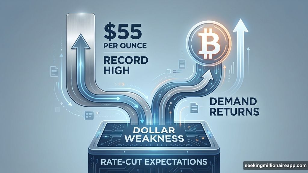 Silver hits record high as Bitcoin demand returns simultaneously