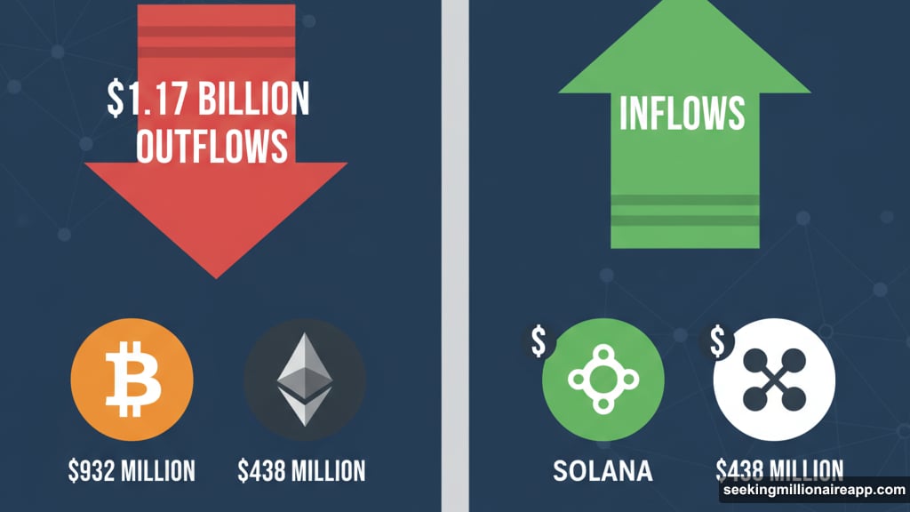 Bitcoin and Ethereum lost billions while Solana and XRP attracted inflows