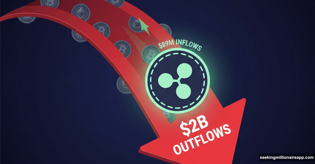 XRP coin swimming upstream against massive crypto market outflows