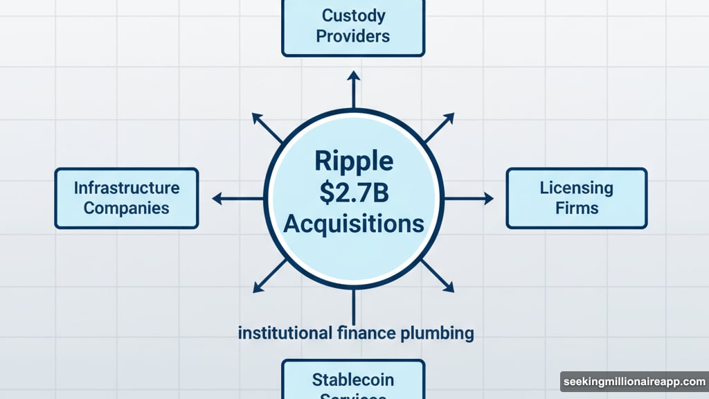 Ripple spent two point seven billion acquiring custody and infrastructure companies