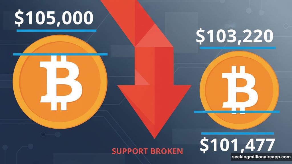 Bitcoin dropped to $103,220 after failing to defend $105,000 level