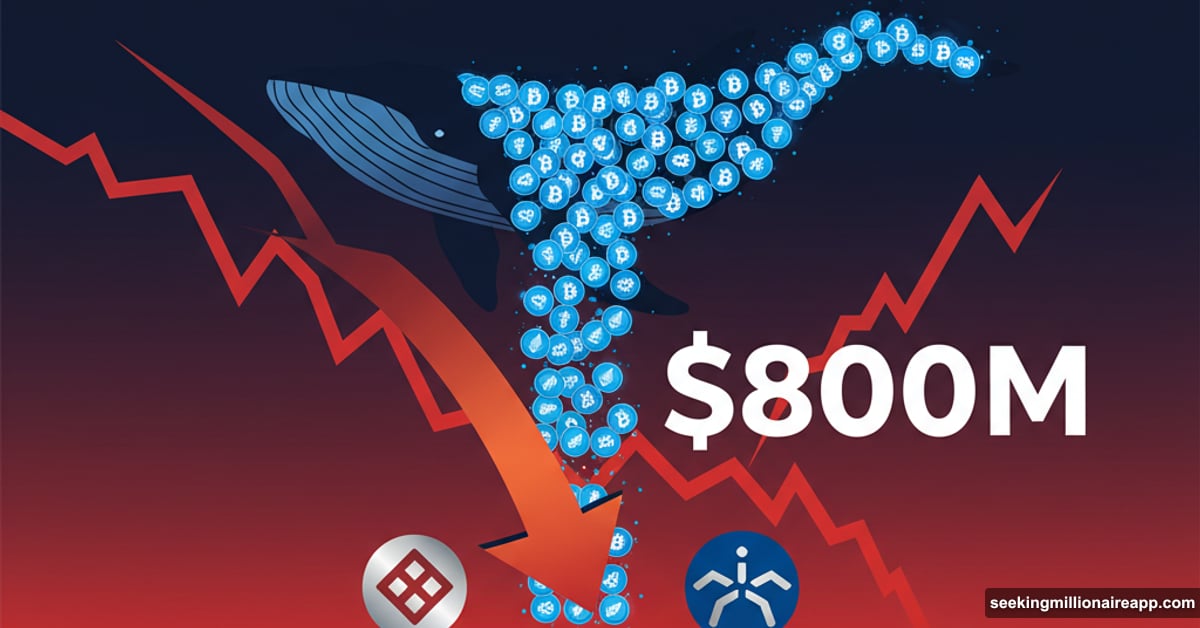 Cryptocurrency whale dumping 800 million dollars to exchanges during market decline