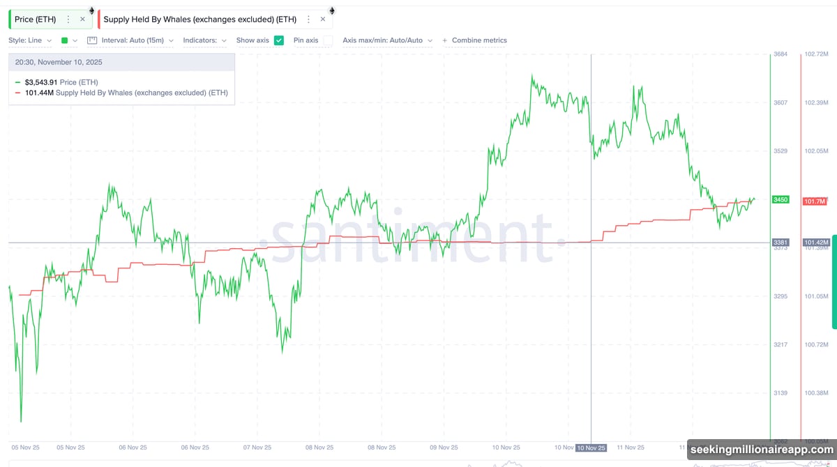 Hidden bullish divergence between price and RSI momentum indicator