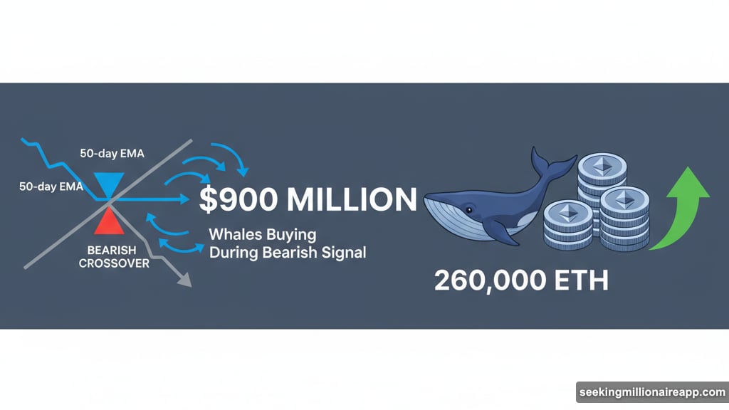 Whales bought $900 million ETH despite bearish technical crossover signals
