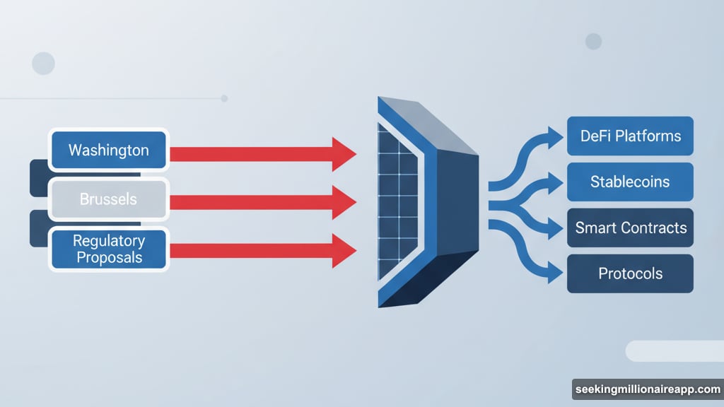 Regulators in Washington and Brussels targeting DeFi protocols and stablecoins