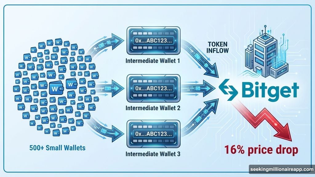 Wallets transferred IRYS tokens through intermediaries to Bitget exchange
