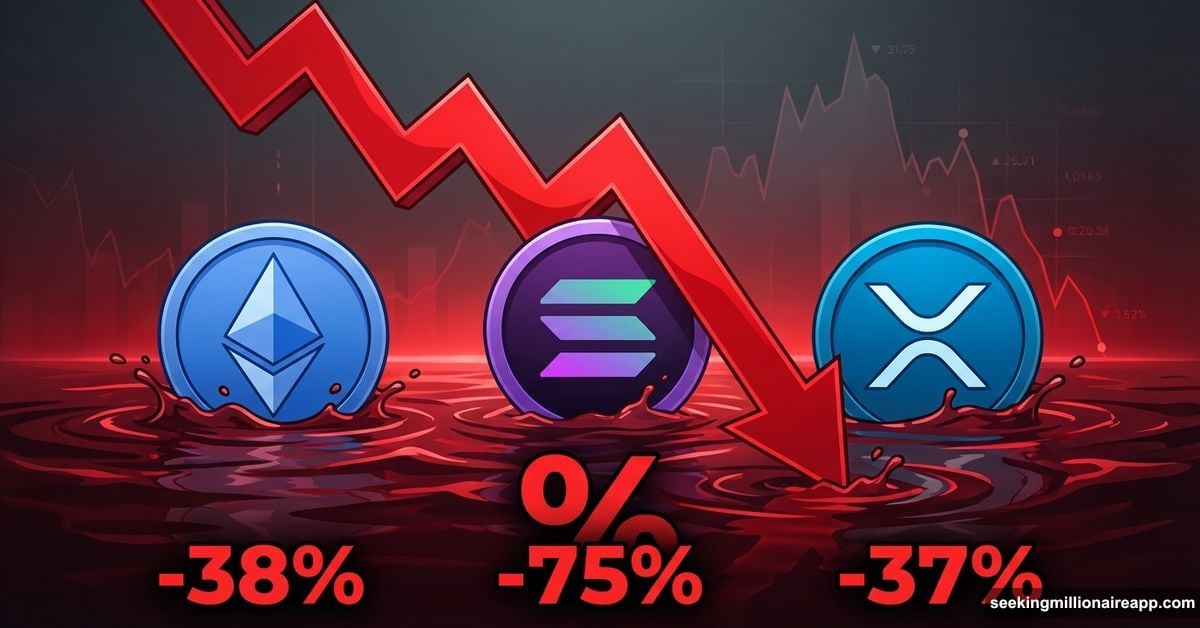 Major altcoins Ethereum Solana XRP sinking underwater with steep losses