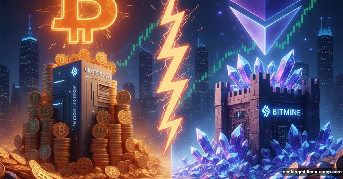MicroStrategy Bitcoin fortress versus BitMine Ethereum treasury institutional crypto battle