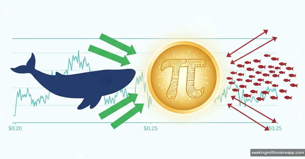 Pi Coin with whale accumulating while retail traders exit
