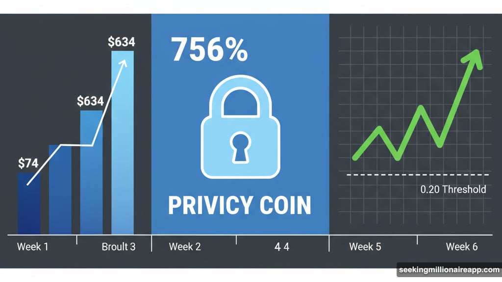 Zcash climbed 756% from $74 to $634 during government shutdown