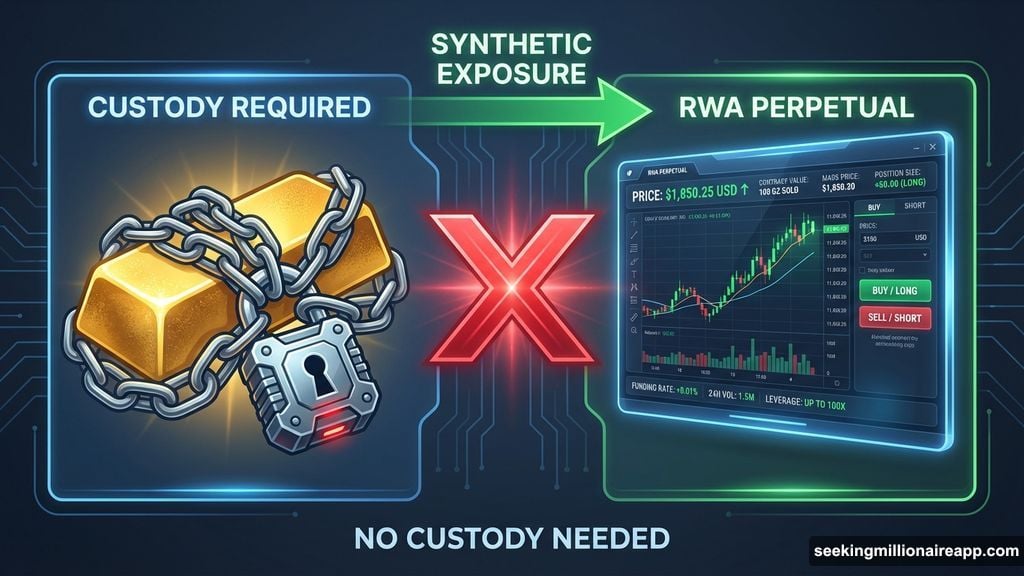 RWA perpetuals provide synthetic exposure without custody requirements