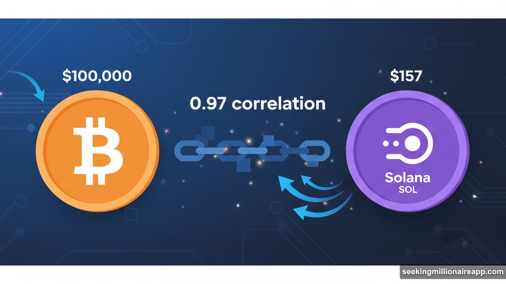 Solana correlation to Bitcoin hit 0.97 showing lockstep movement